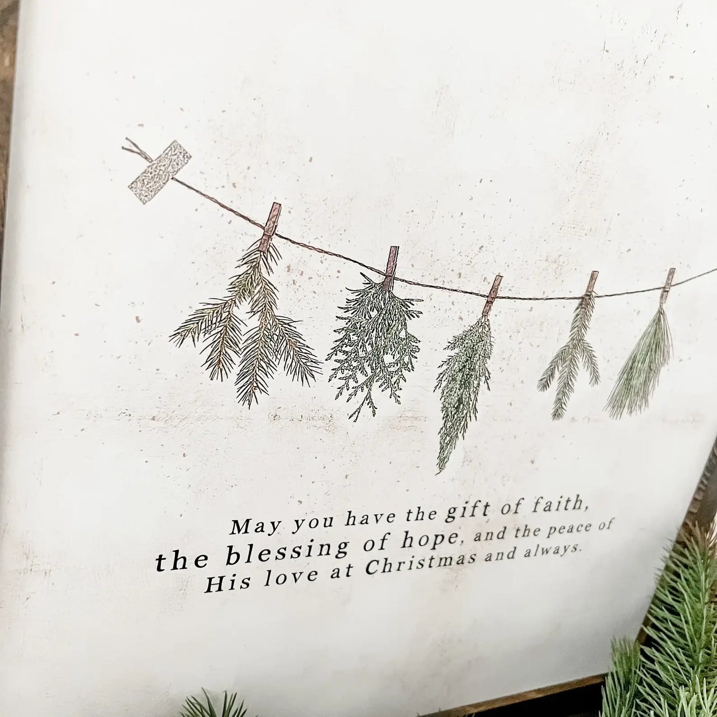 Christmas Faith Quote Sign, Feathered Farmhouse