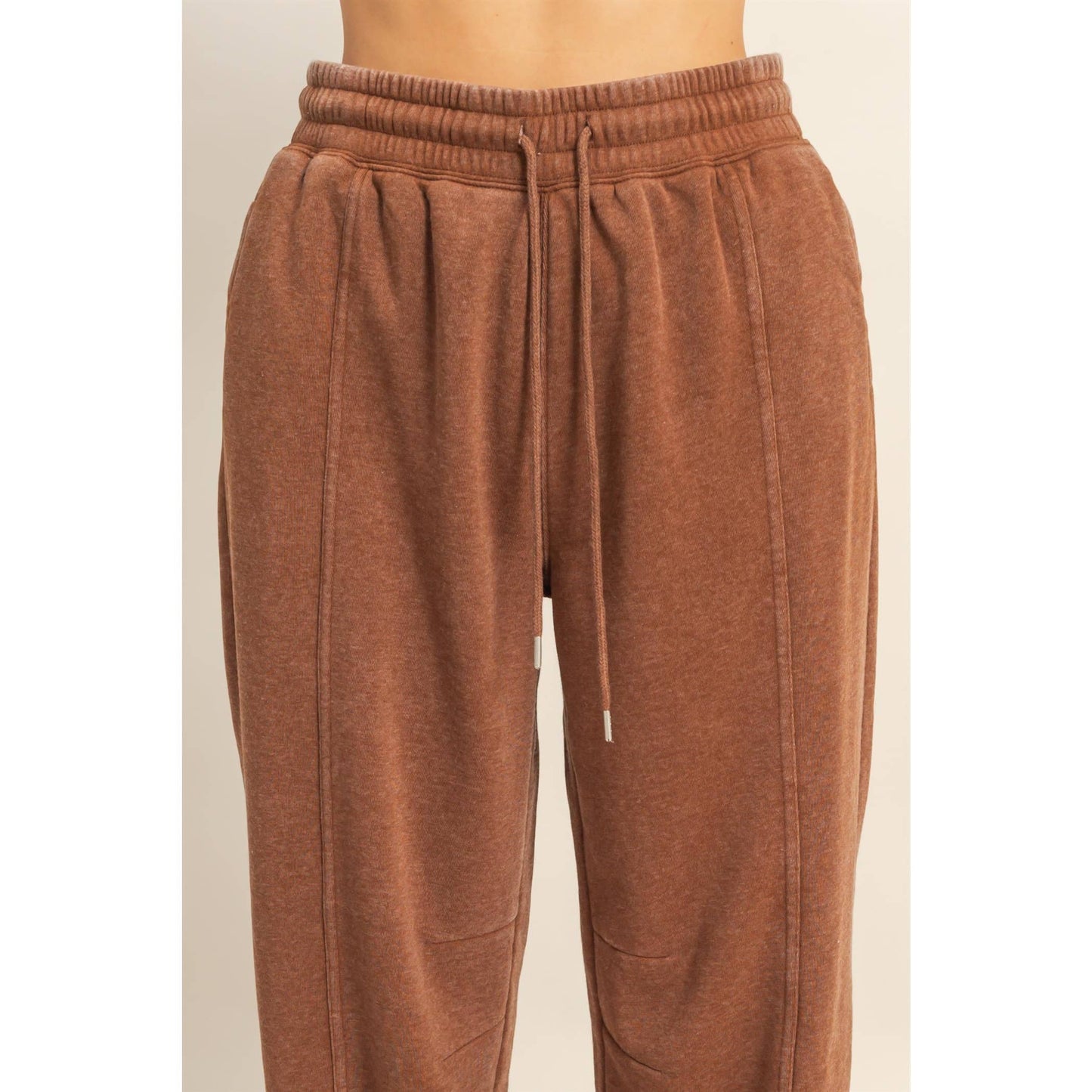 Chestnut Drawstring Waist Ultra Comfy Sweatpants, Feathered Farmhouse