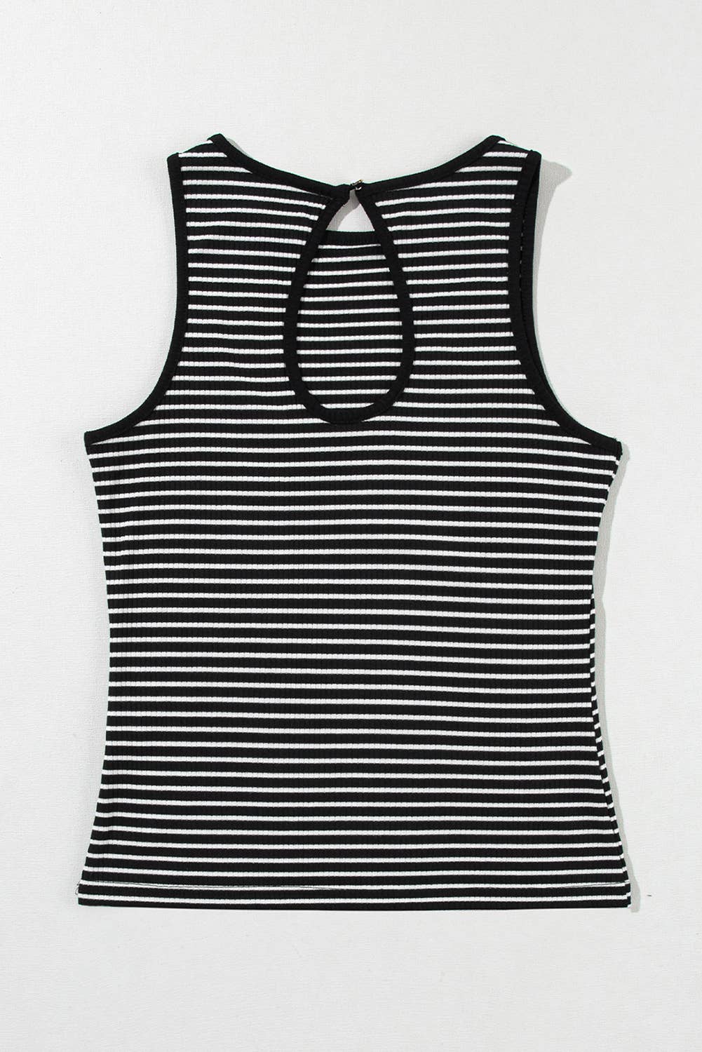 Striped Print Ribbed Knit Tank Top, Feathered Farmhouse