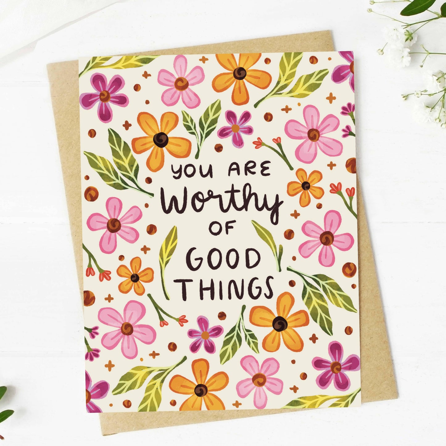 You are Worthy Encouragement Card, Feathered Farmhouse