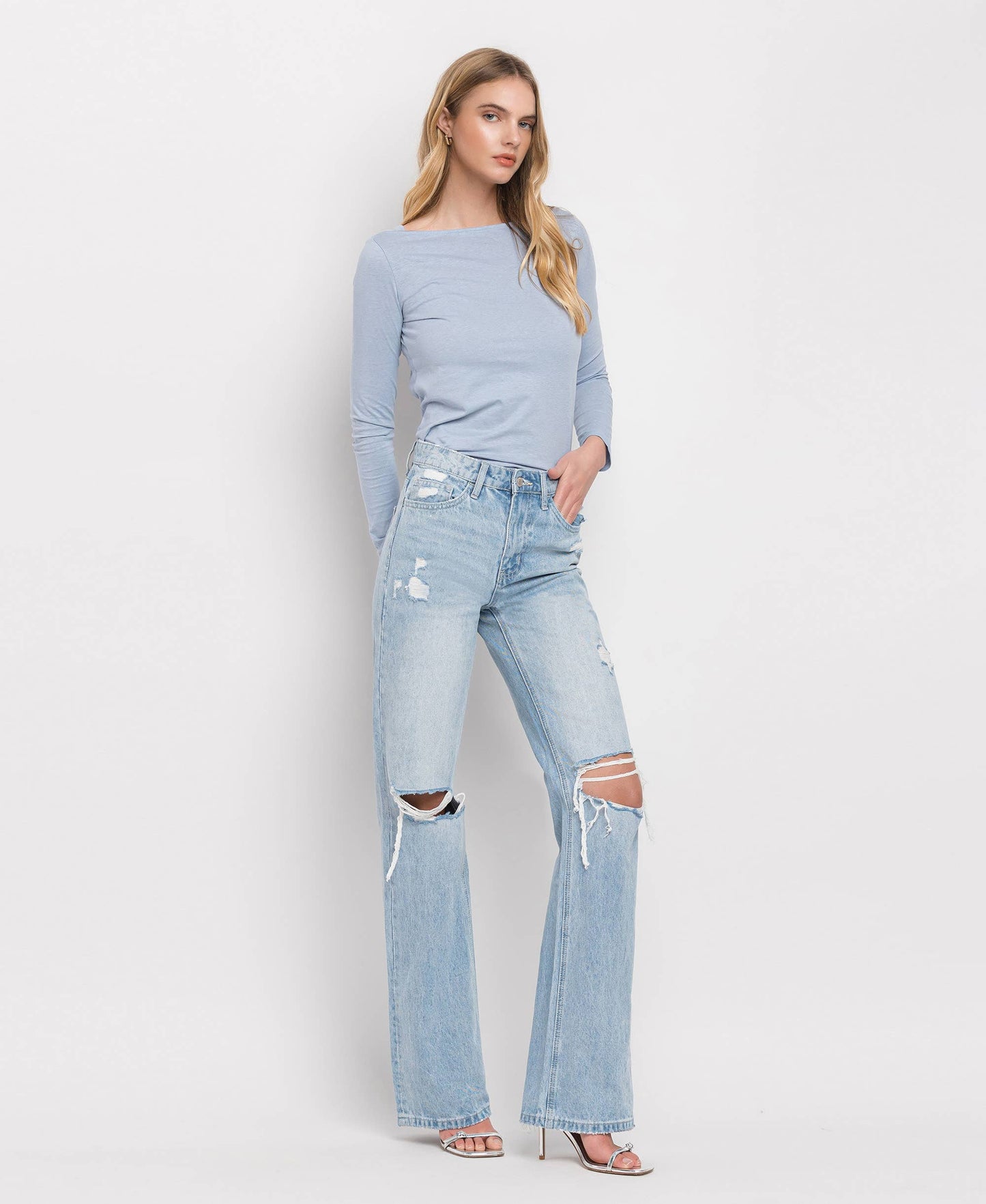Vintage 90's Super High Rise Flare Jeans, Feathered Farmhouse