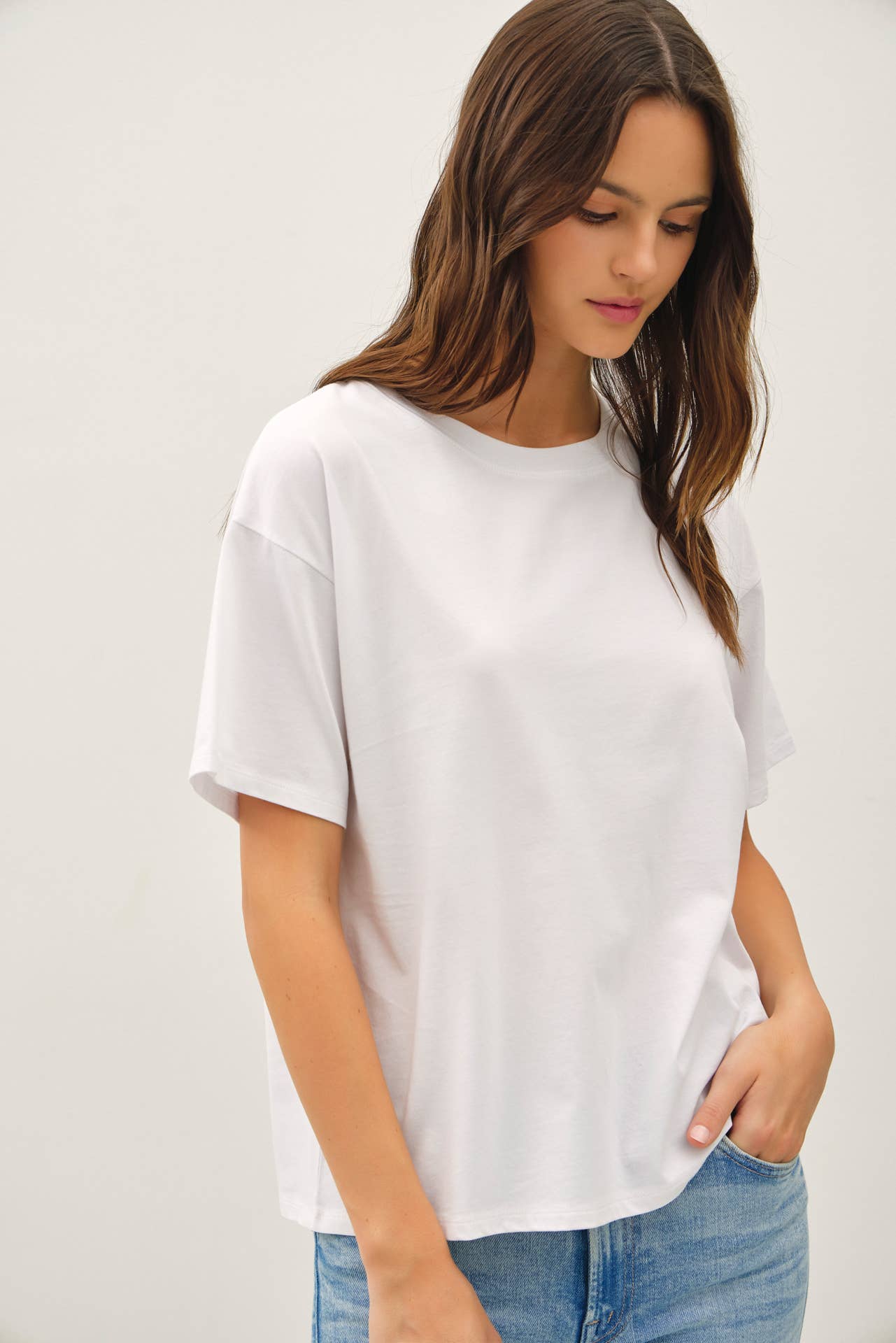 Cotton Jersey Boxy Crop T-Shirt, Feathered Farmhouse