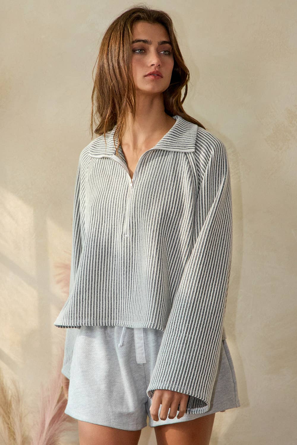 Ribbed Semi Crop Top, Feathered Farmhouse