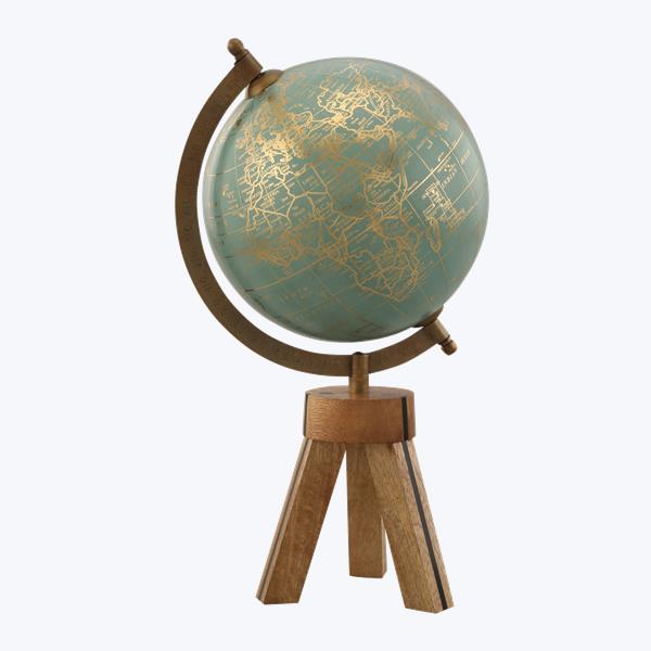 Wood Base Globe, The Feathered Farmhouse