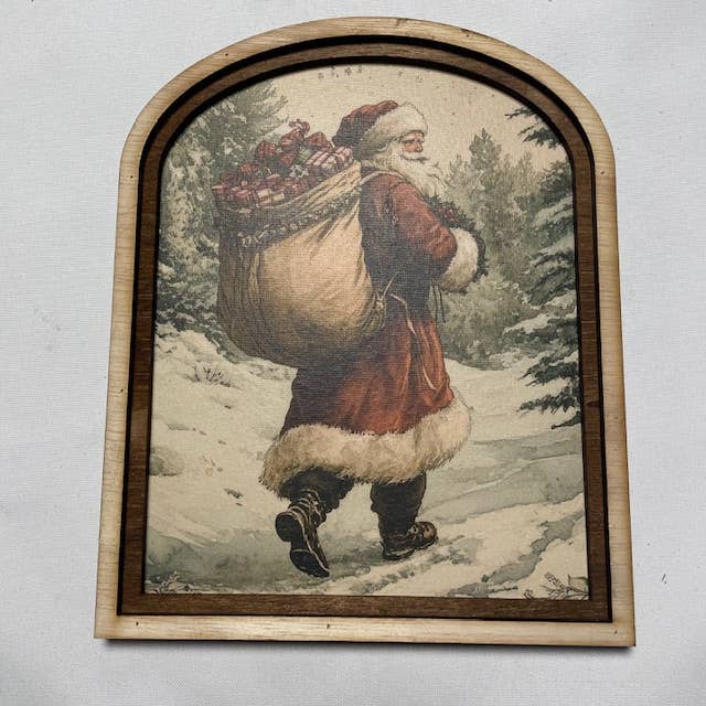 Santa on Snowy Path Arch, Feathered Farmhouse