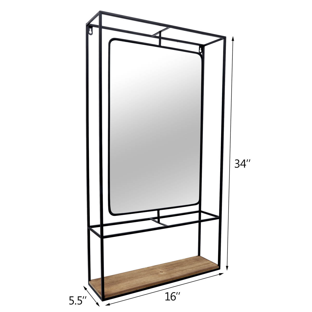 Wall Shelf with Mirror, Feathered Farmhouse
