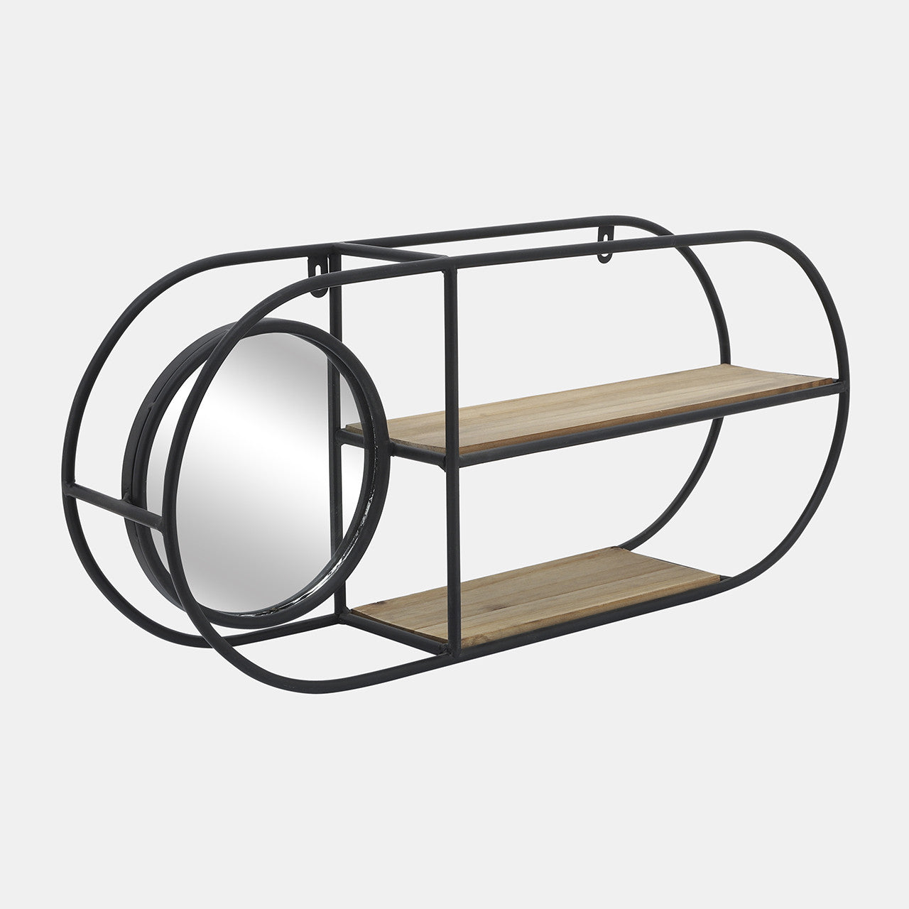 Oval Wall Shelf with Mirror, Feathered Farmhouse