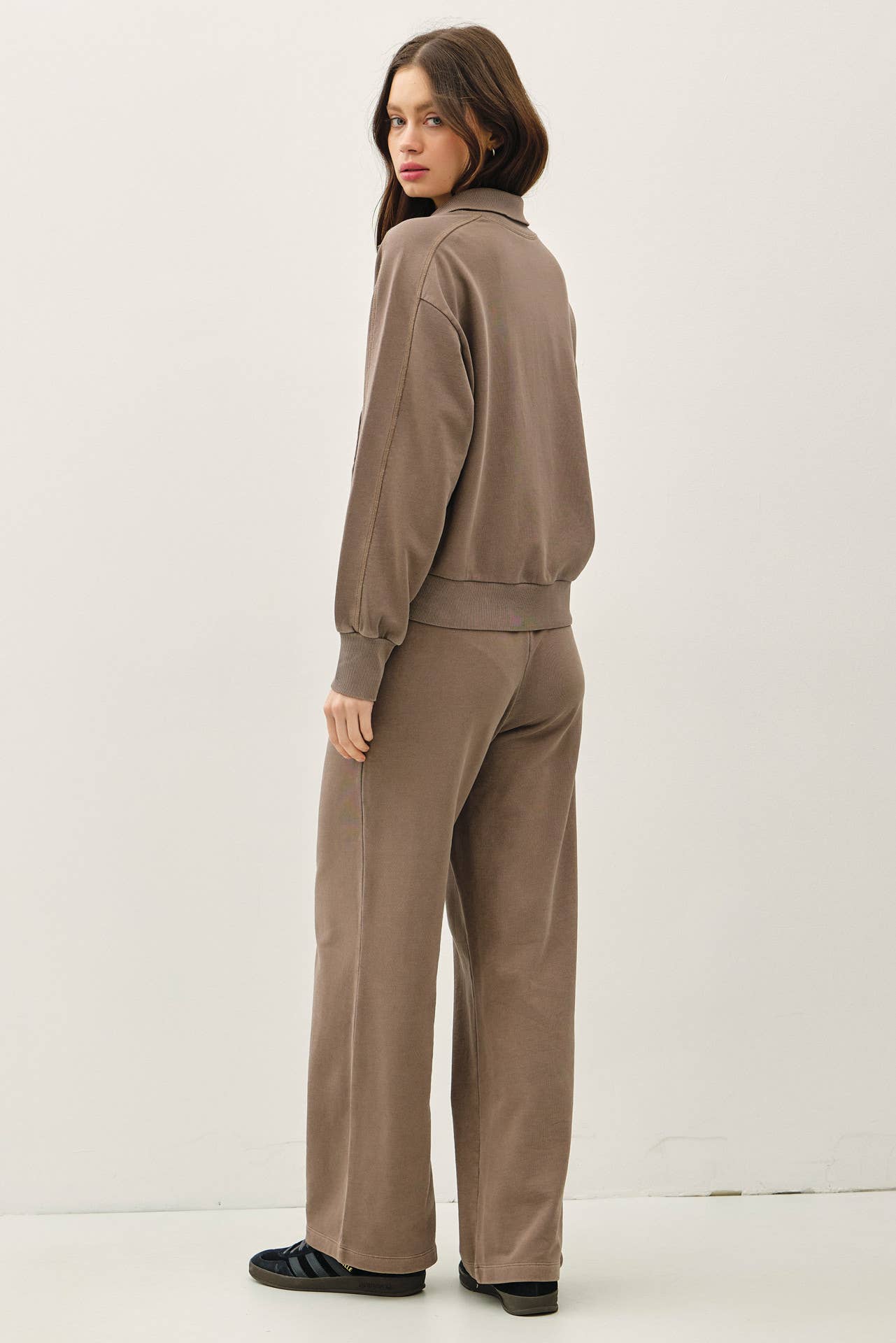 Espresso Acid Wash Zip Up, Feathered Farmhouse