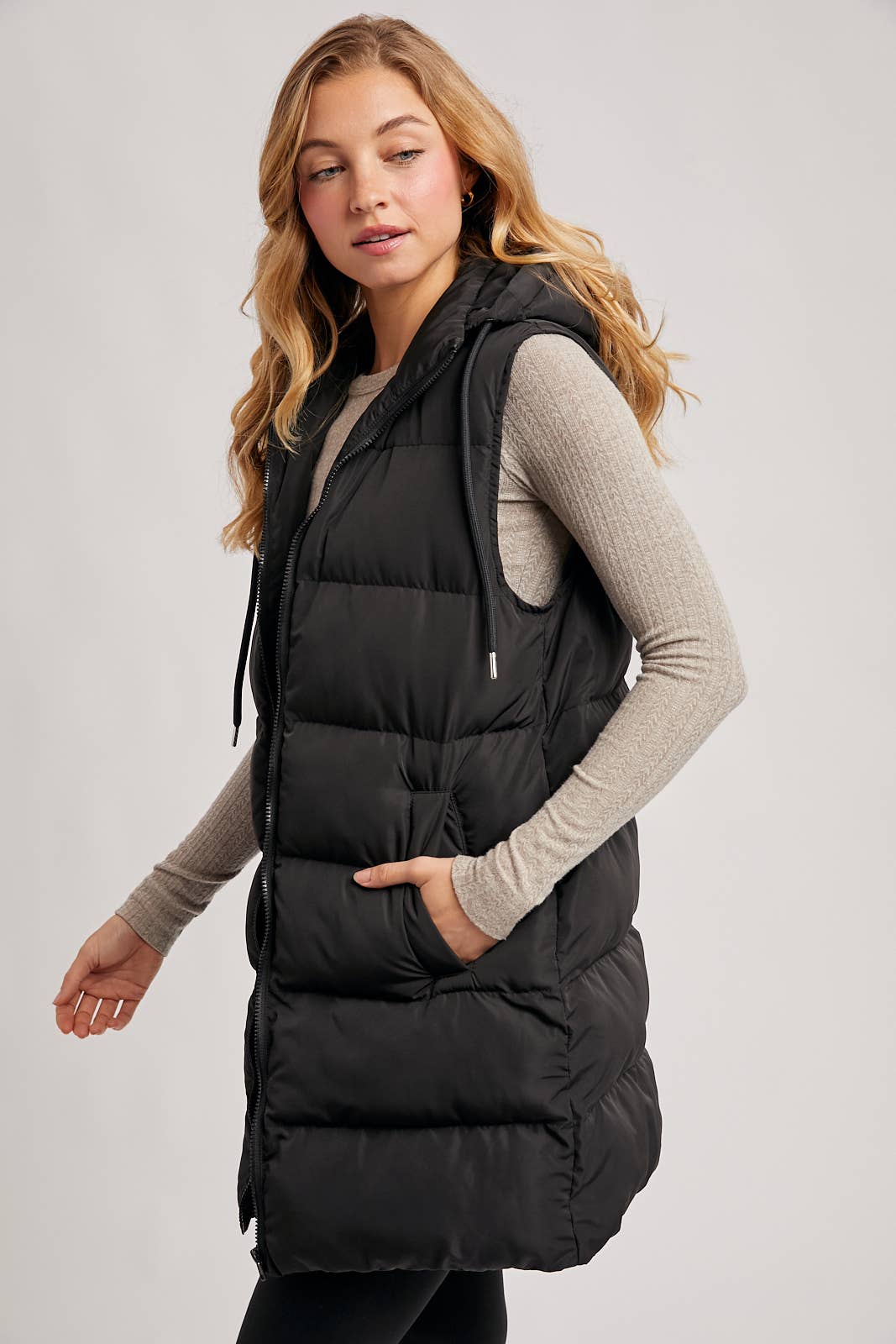 Hooded Puffer Vest, Feathered Farmhouse