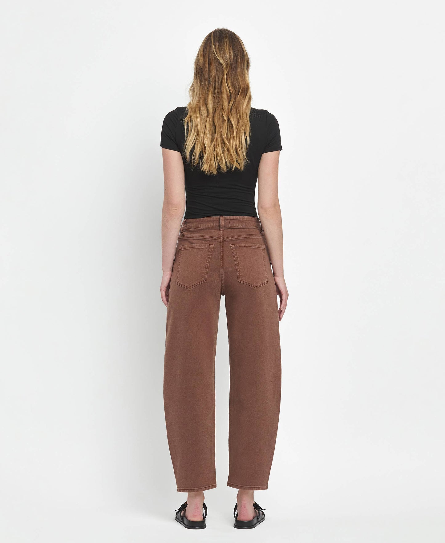 Super High Rise Brown Barrel Jeans, Feathered Farmhouse