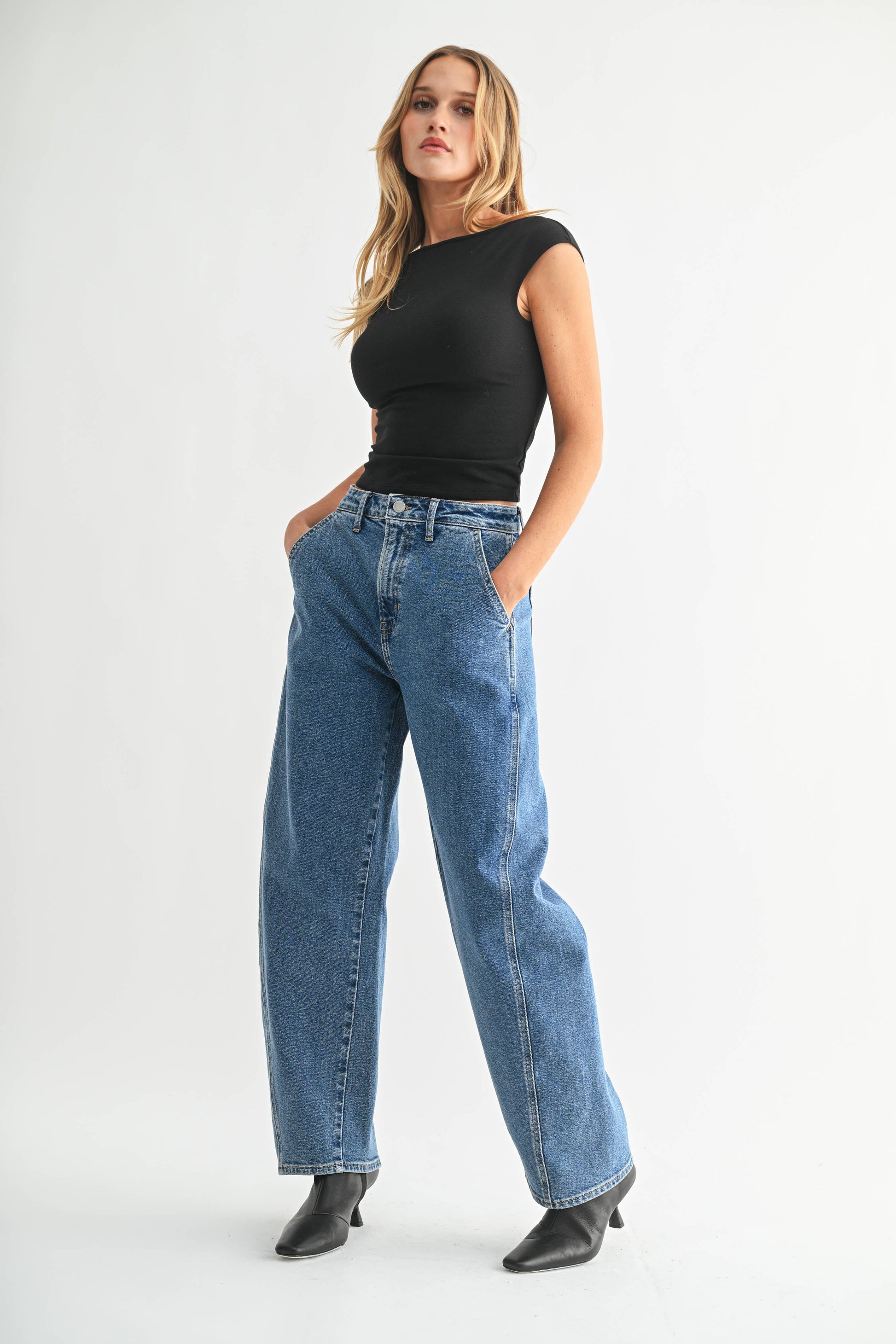 Stretch Trouser Barrel Jean, Feathered Farmhouse