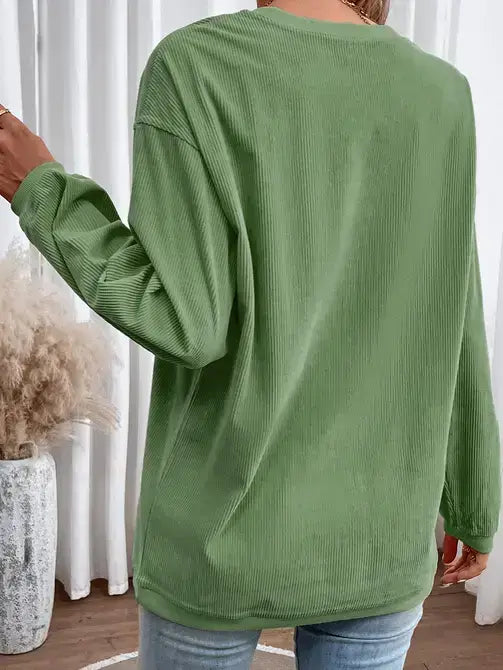 Ribbed Corded Oversized Sweatshirt, Feathered Farmhouse