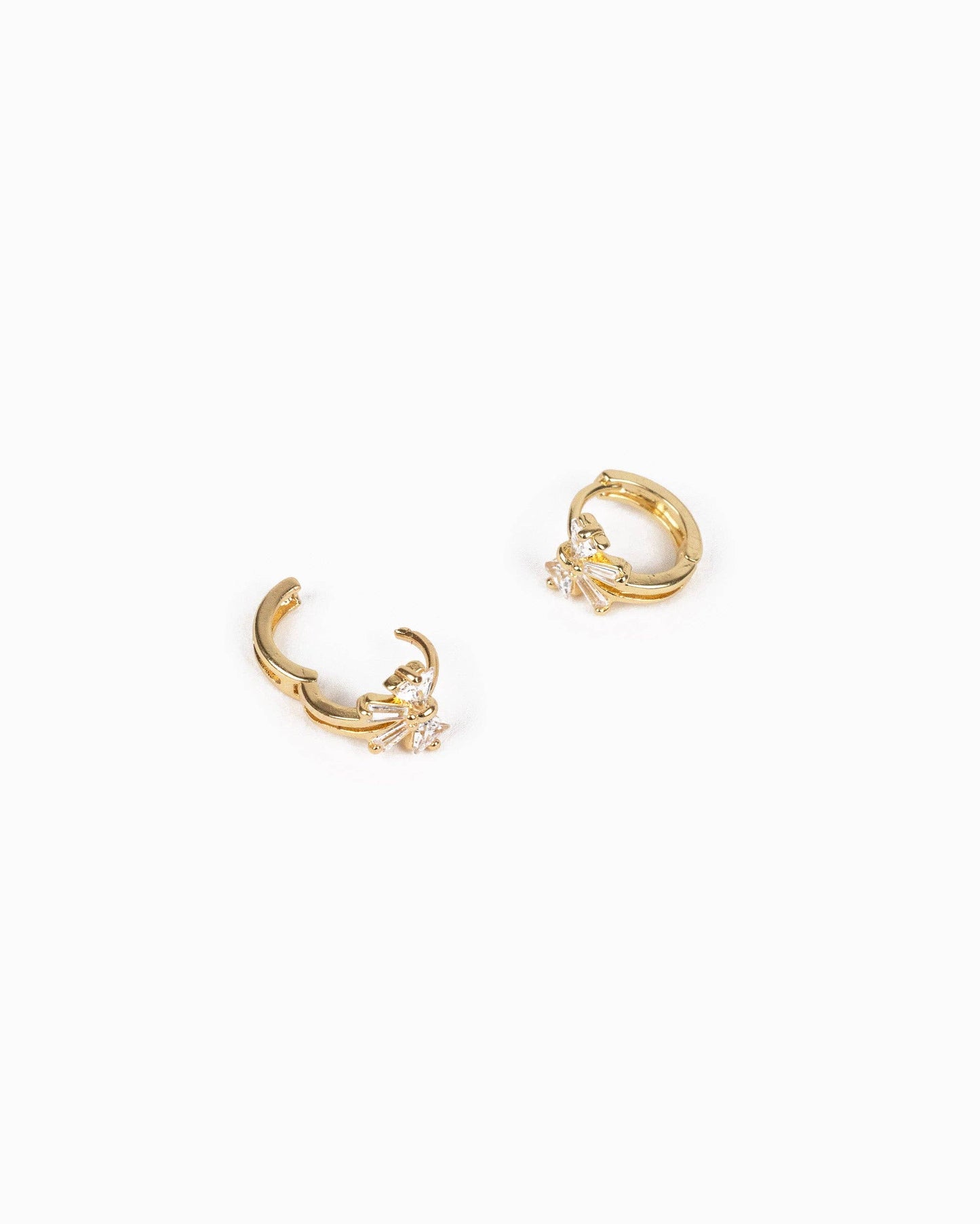 Bow Huggie Hoop Earrings, Feathered Farmhouse