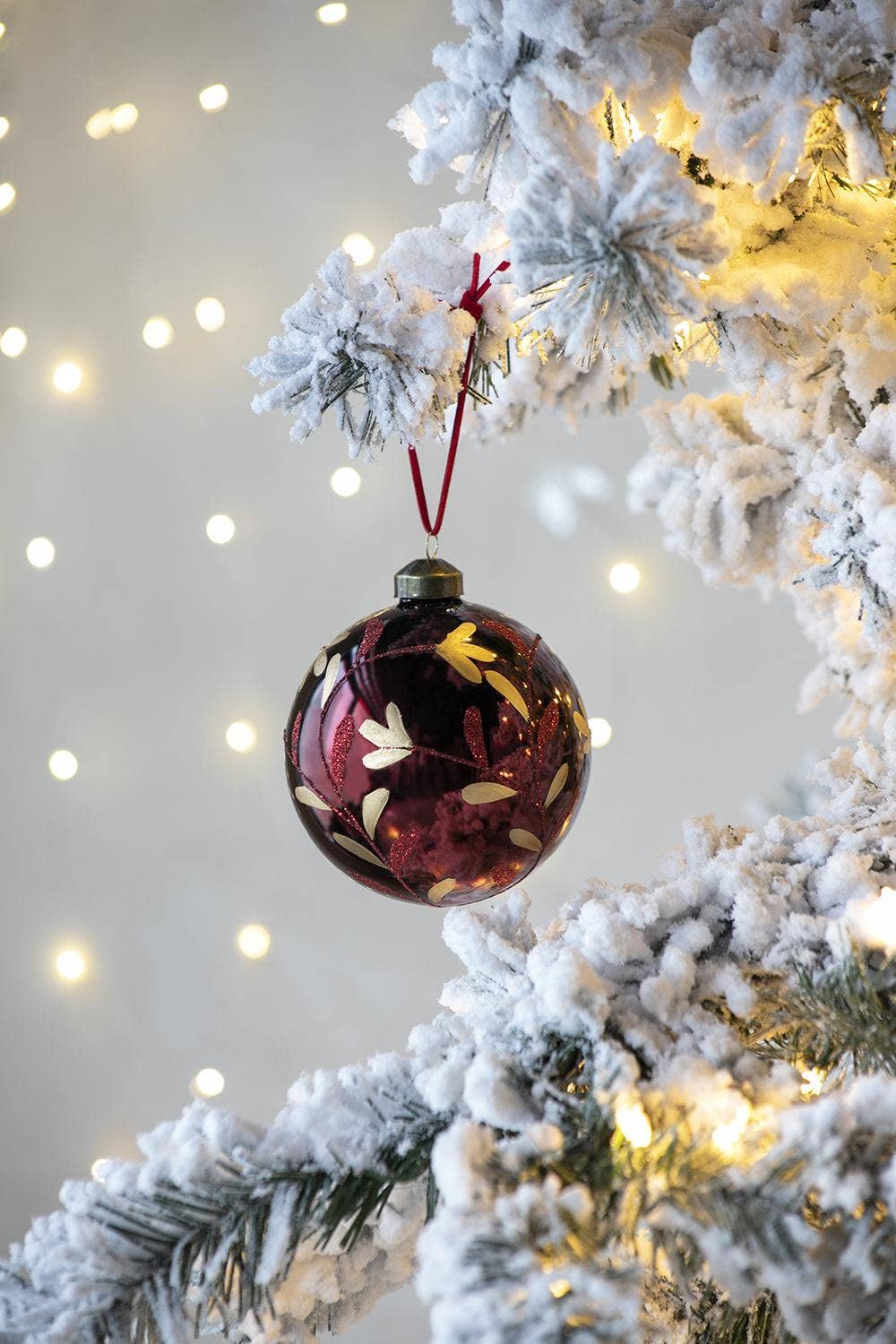 Burgundy Blossom Glass Ornament, The Feathered Farmhouse