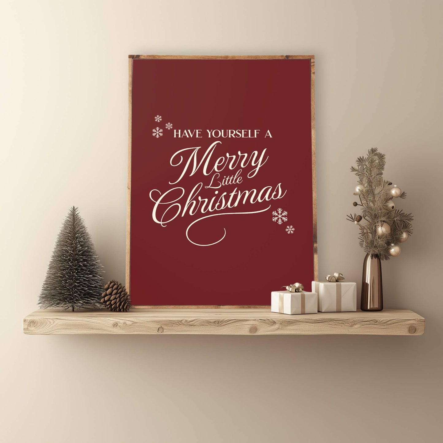 Red Merry Christmas Sign, Feathered Farmhouse