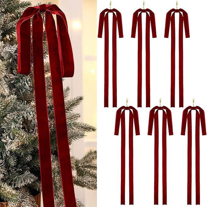 Jumbo Burgundy Velvet Ribbon Bow, Feathered Farmhouse