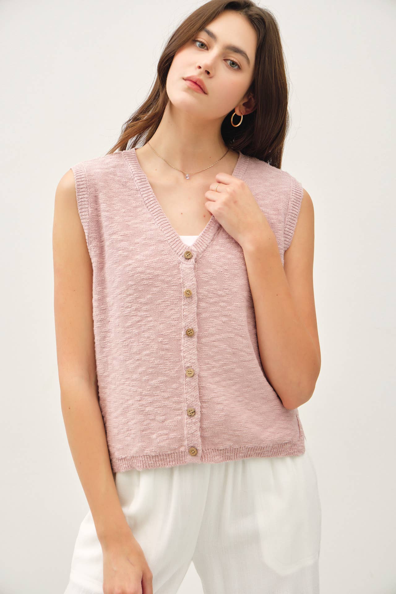 Slub Knit Sweater Vest