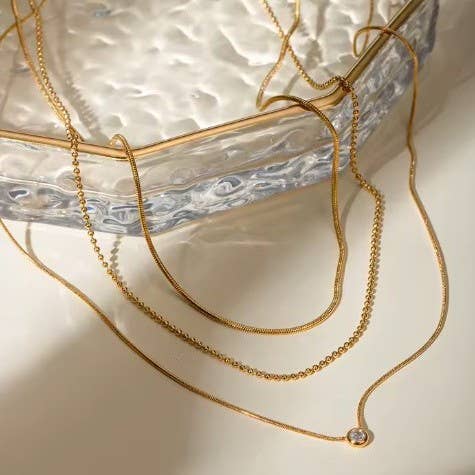 Tarnish Free Layered Necklace, Feathered Farmhouse