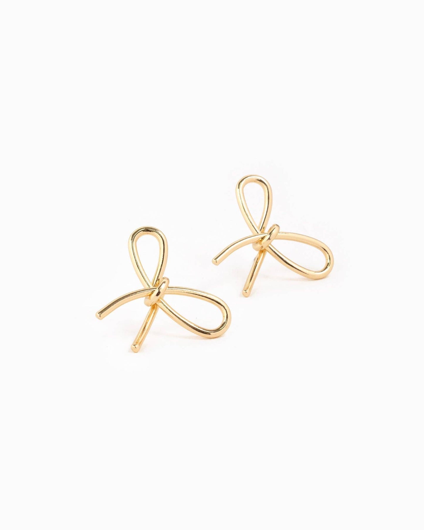 Thin Line Medium Bow Stud Earrings, Feathered Farmhouse