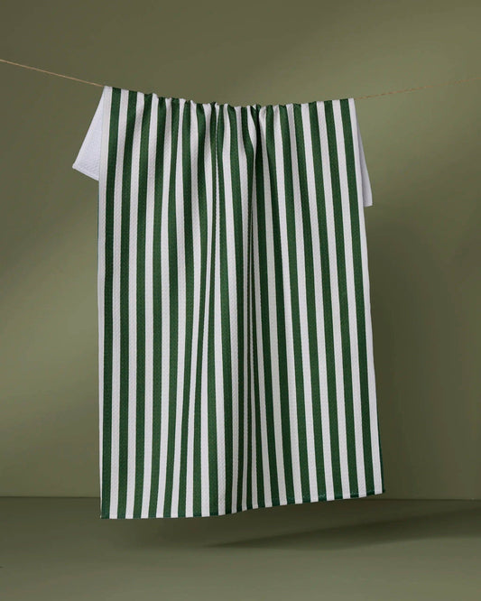 Ribbon Green Tea Towel, Feathered Farmhouse