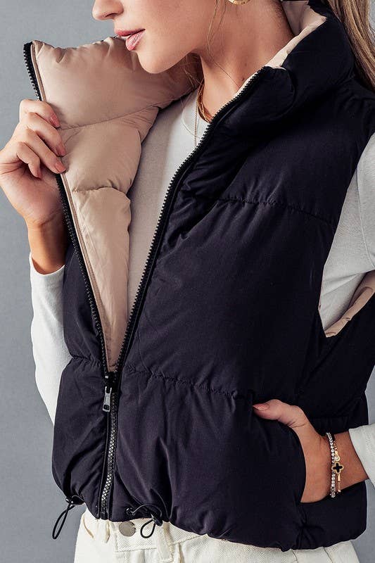 Reversible Cropped Puff Vest, The Feathered Farmhouse