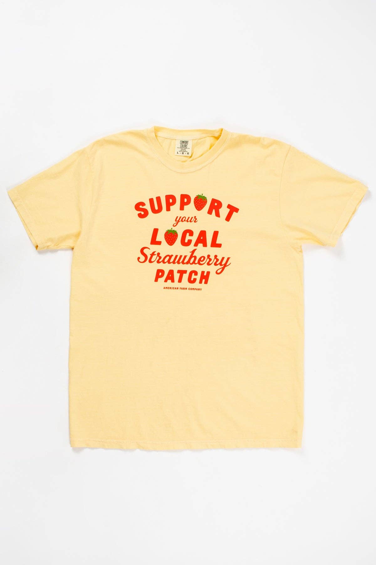 Summer 'Support Your Local Strawberry Patch' Yellow Tee, Feathered Farmhouse
