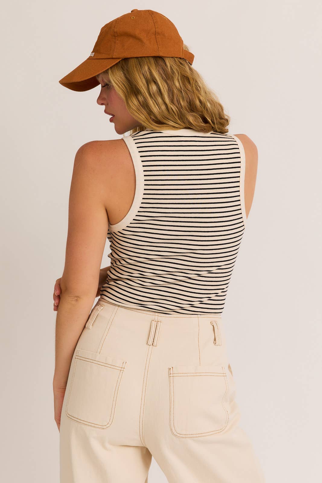 Striped Sleeveless Bodysuit, Feathered Farmhouse