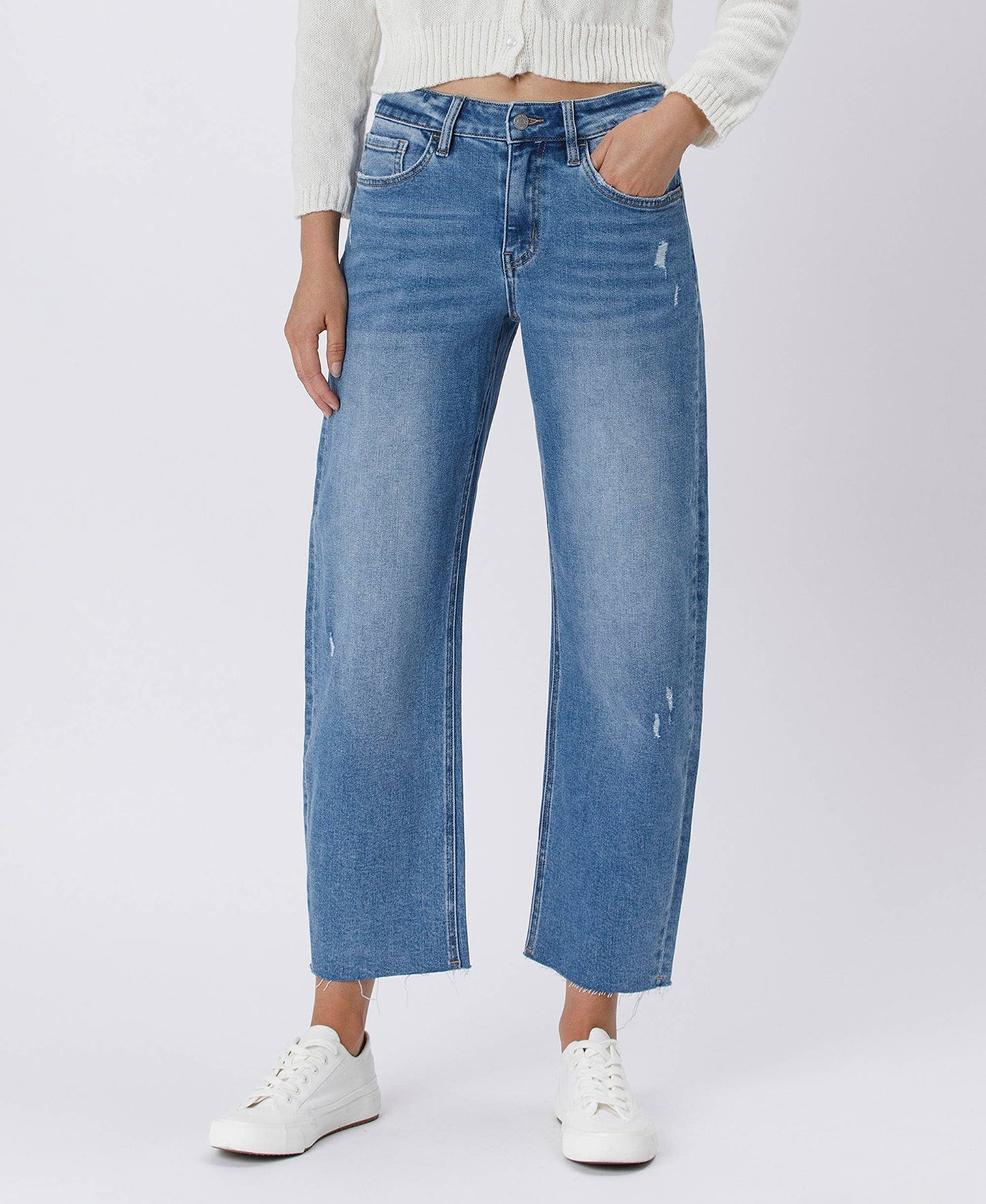 High Rise Mild Barrel Jeans, Feathered Farmhouse