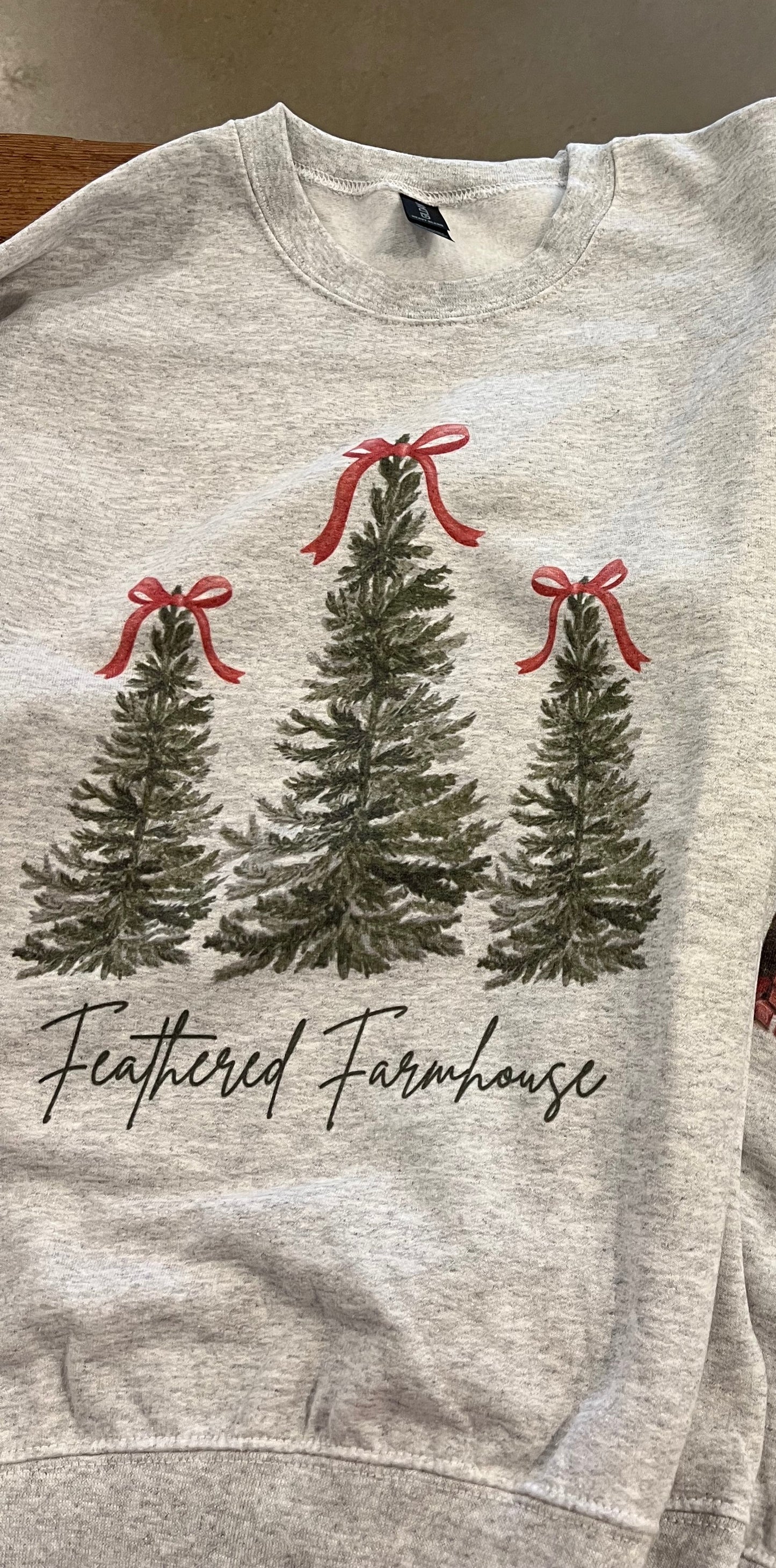 Feathered Farmhouse Christmas Tree Graphic Crewneck
