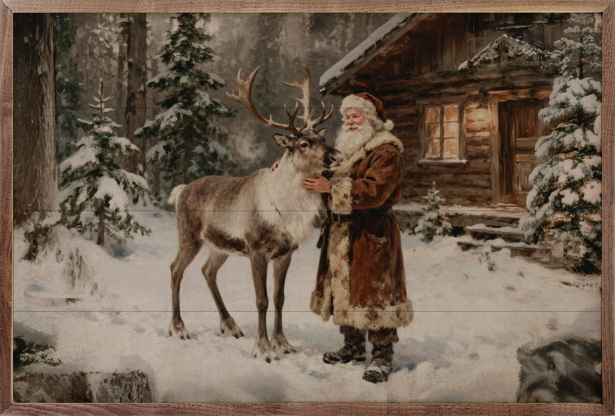 Santa And His Reindeer Cabin, Feathered Farmhouse