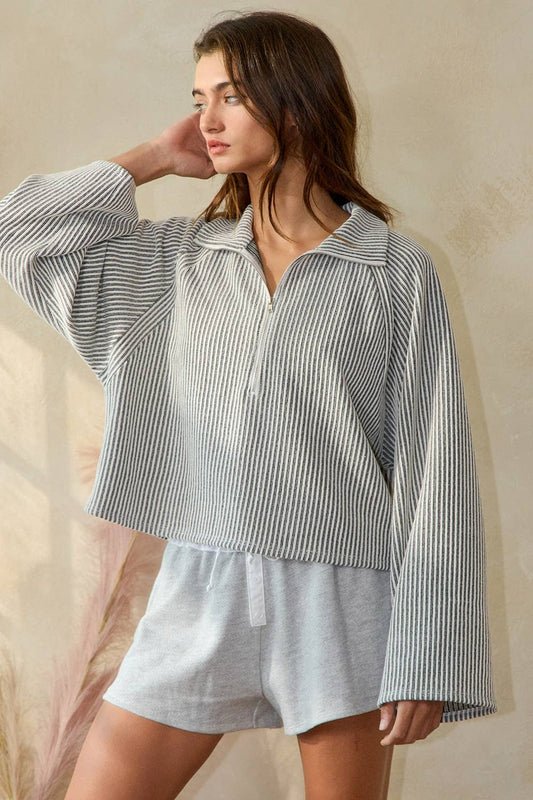 Ribbed Semi Crop Top, Feathered Farmhouse