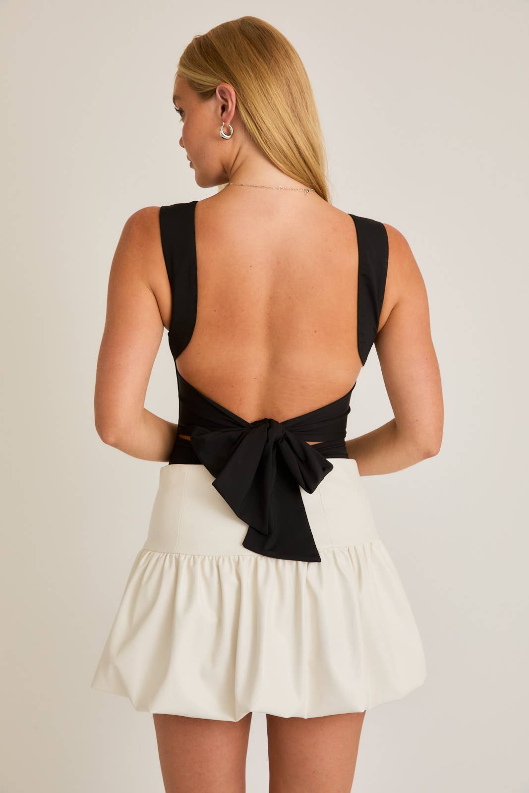 Wide Strap Back Tie Bodysuit, Feathered Farmhouse