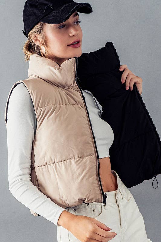 Reversible Cropped Puff Vest, The Feathered Farmhouse