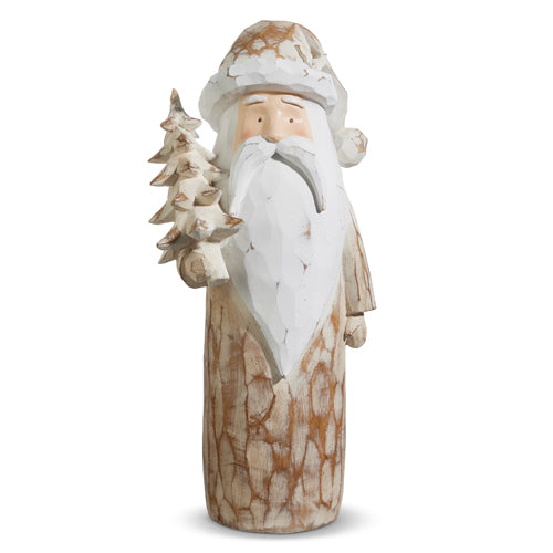 Natural Distressed Carved Santa