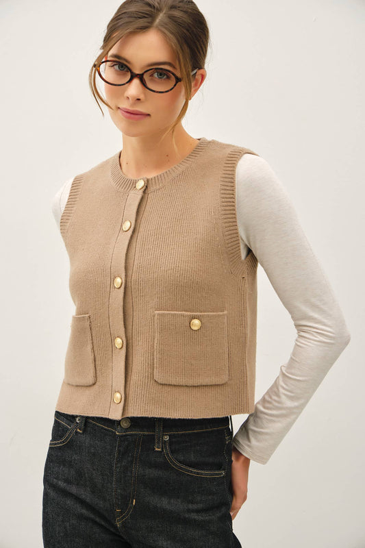 Crewneck Sweater Vest, Feathered Farmhouse