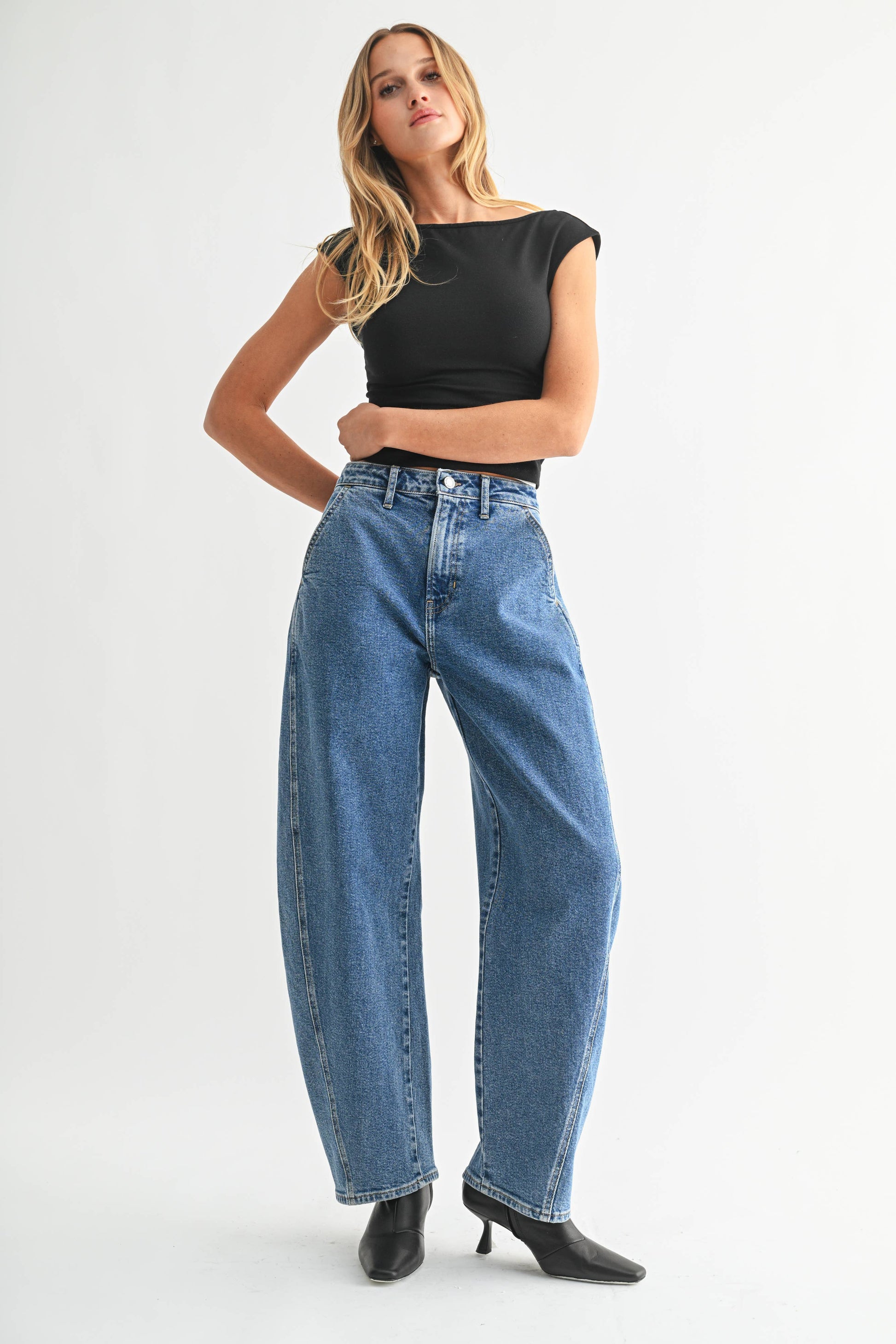 Stretch Trouser Barrel Jean, Feathered Farmhouse