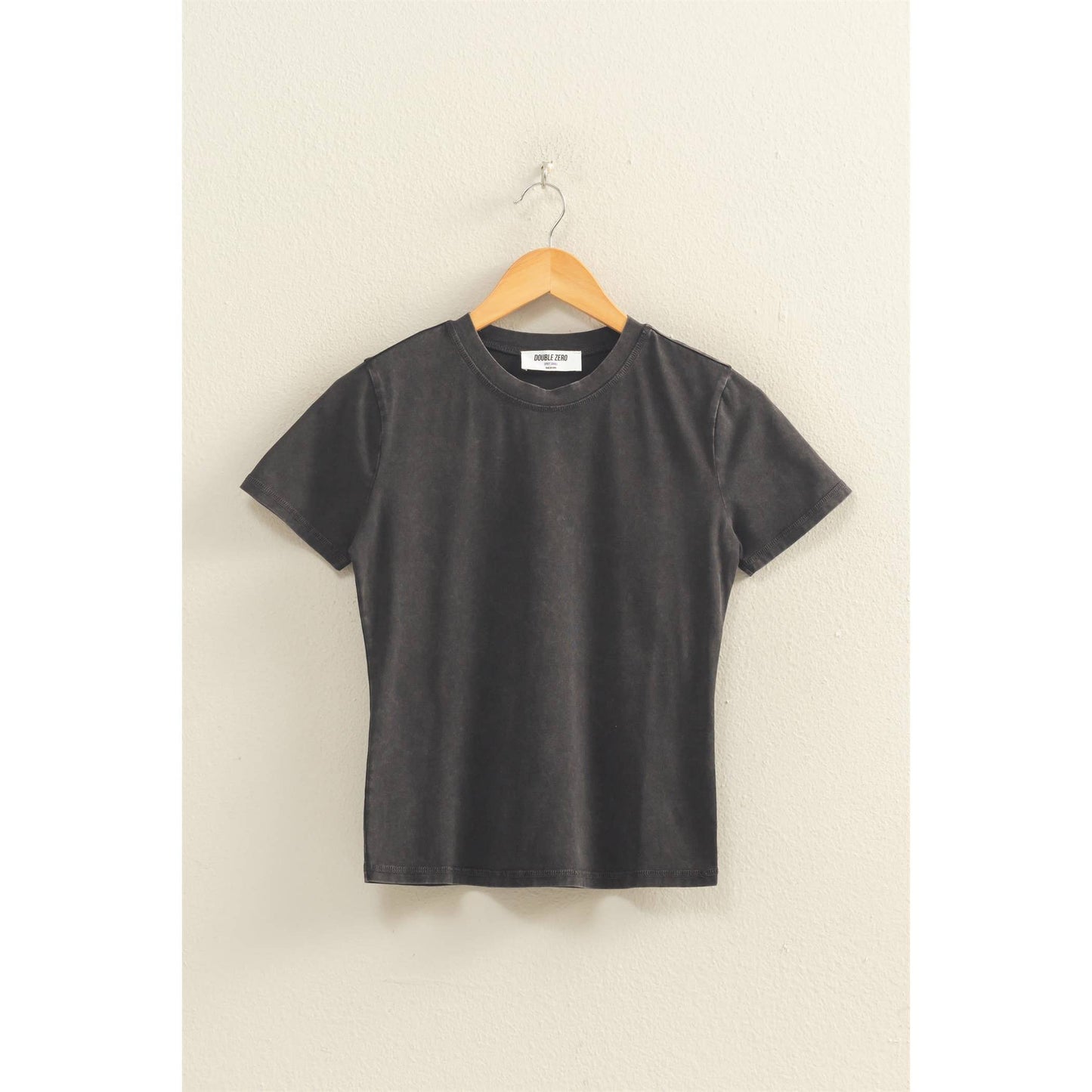 Black Mineral Washed Short Sleeve Top, Feathered Farmhouse