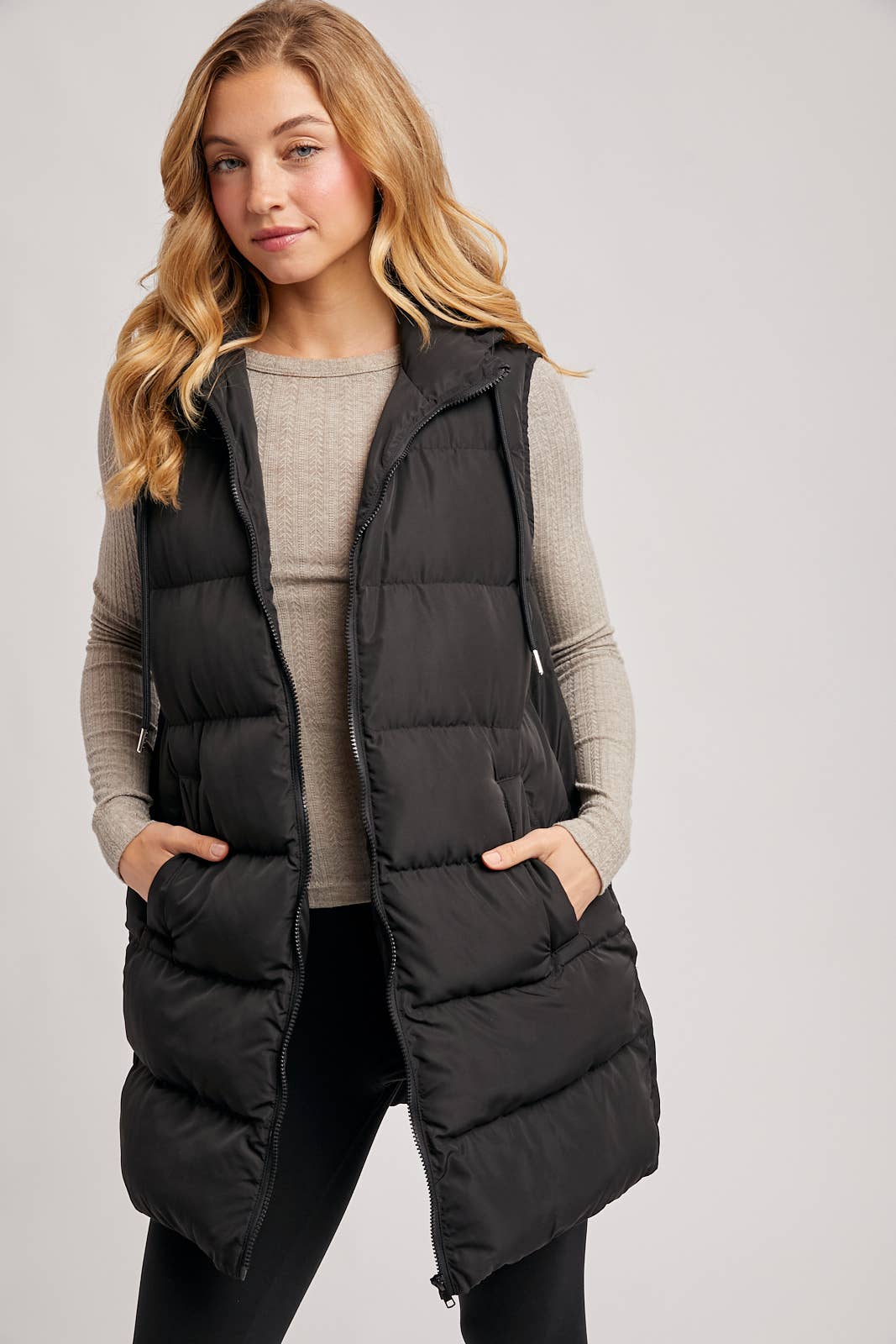 Hooded Puffer Vest, Feathered Farmhouse