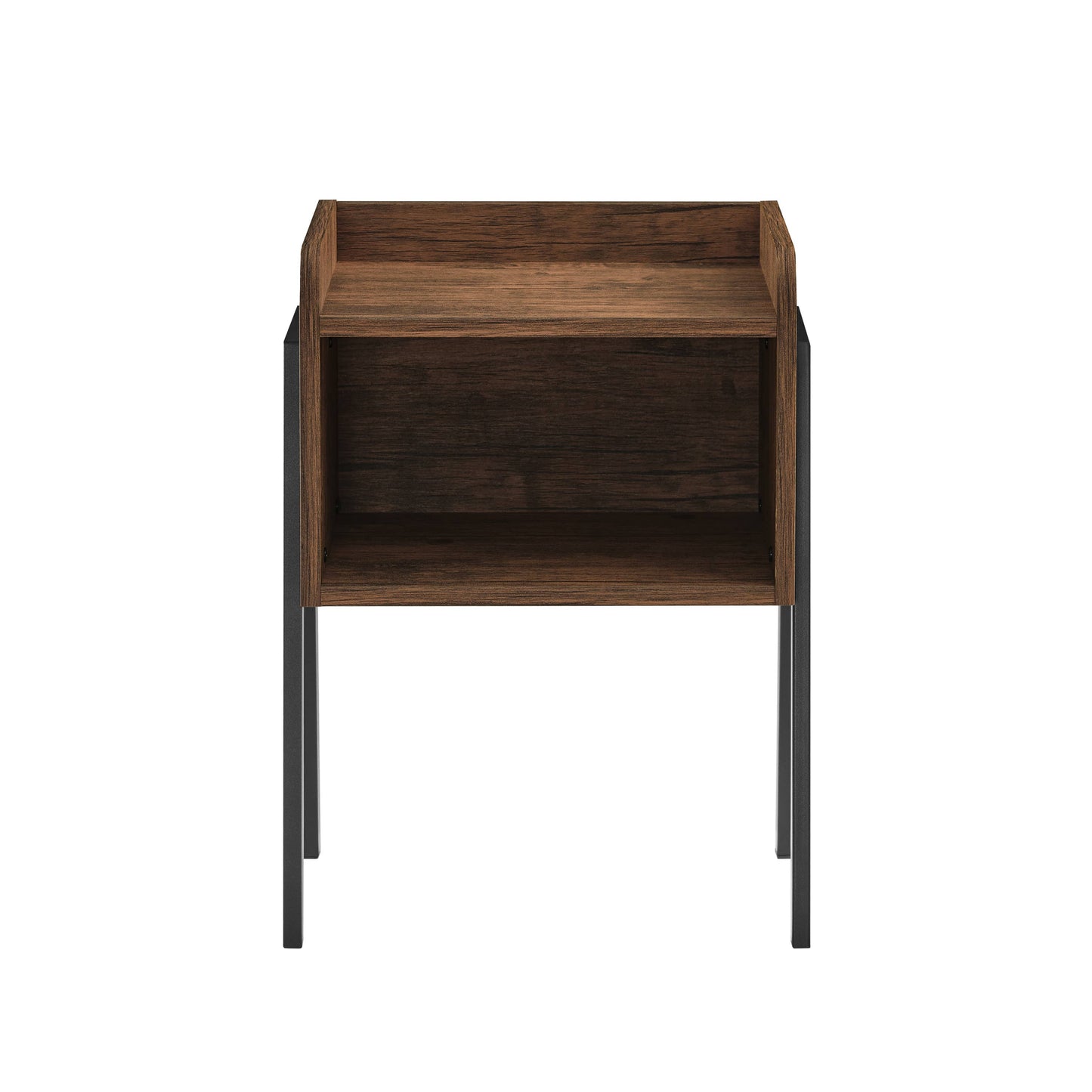Kazuyo Mid-Century Modern Black Metal Two-Tier Side Table