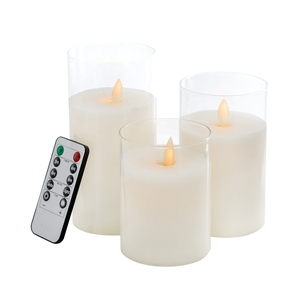 Real Flame-Effect LED Wax Candles, Feathered Farmhouse