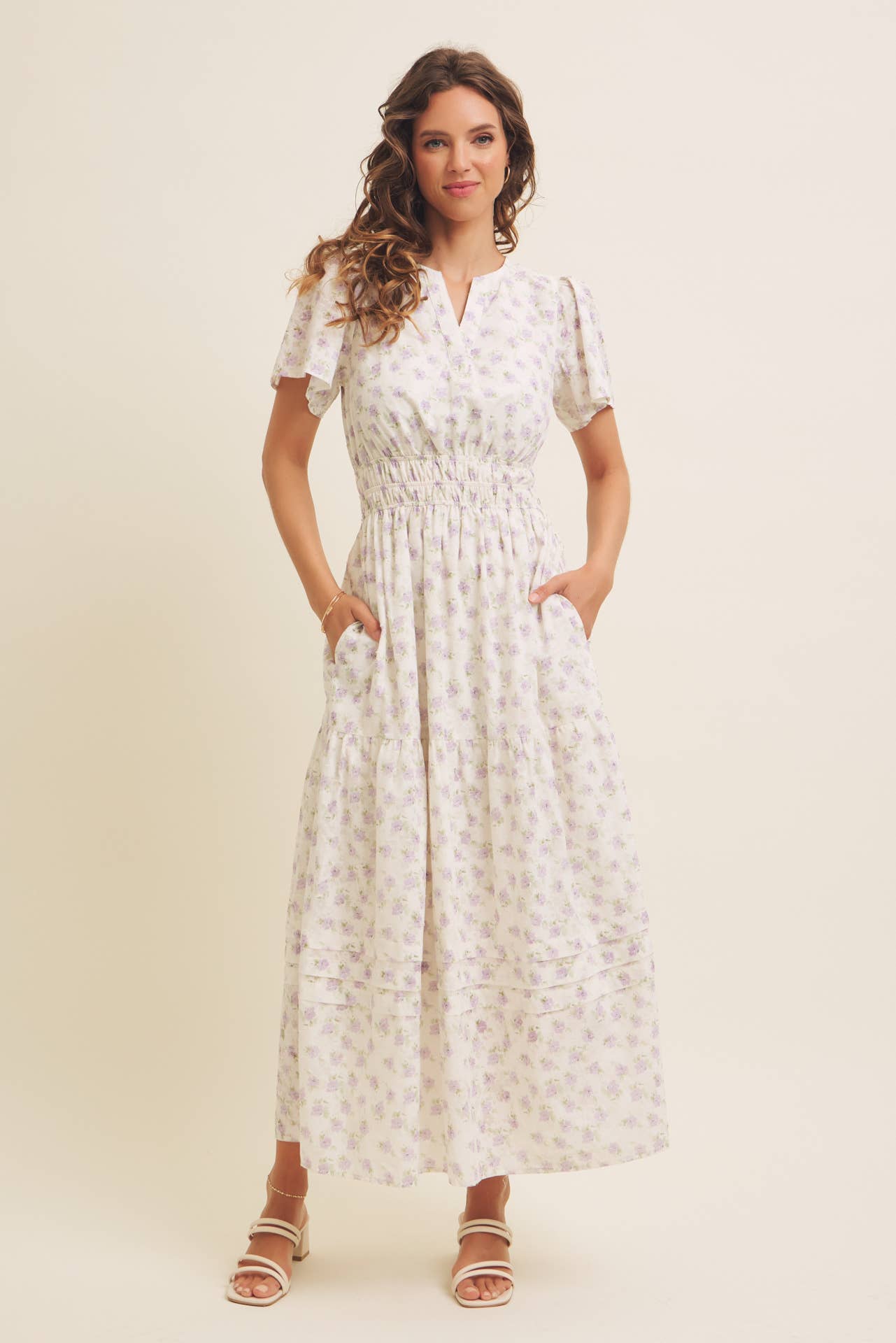 Dainty Floral Maxi Dress, Feathered Farmhouse