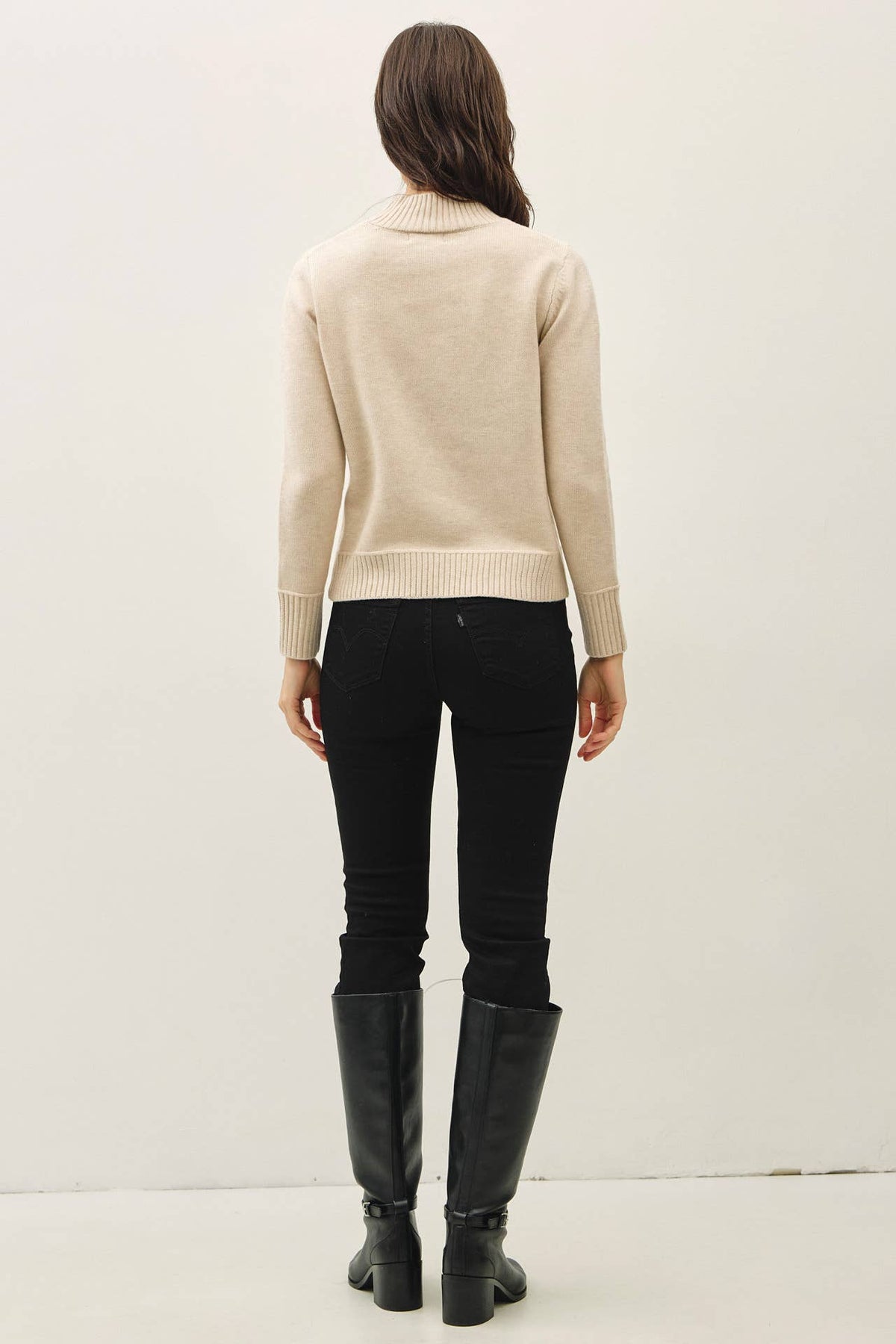Oatmeal Kristen Mock Neck Sweater, Feathered Farmhouse