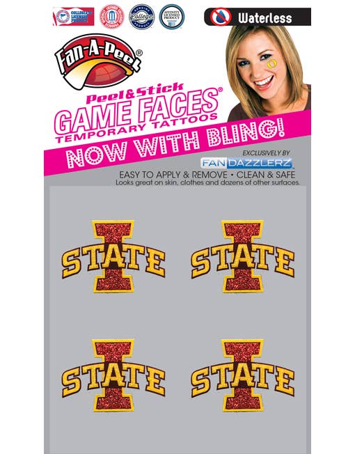 Iowa State Game Faces® Temporary Tattoos, Feathered Farmhouse