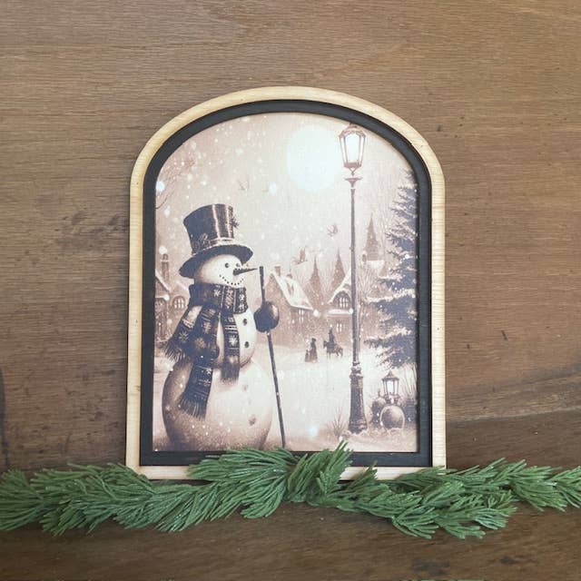 Snowman in Village Arch, Feathered Farmhouse