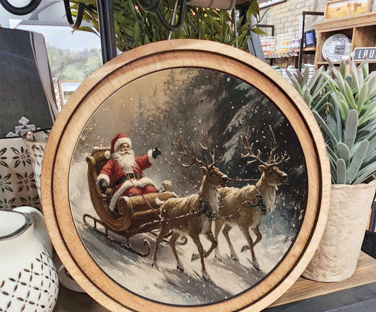 Santa Sleigh Art, Feathered Farmhouse