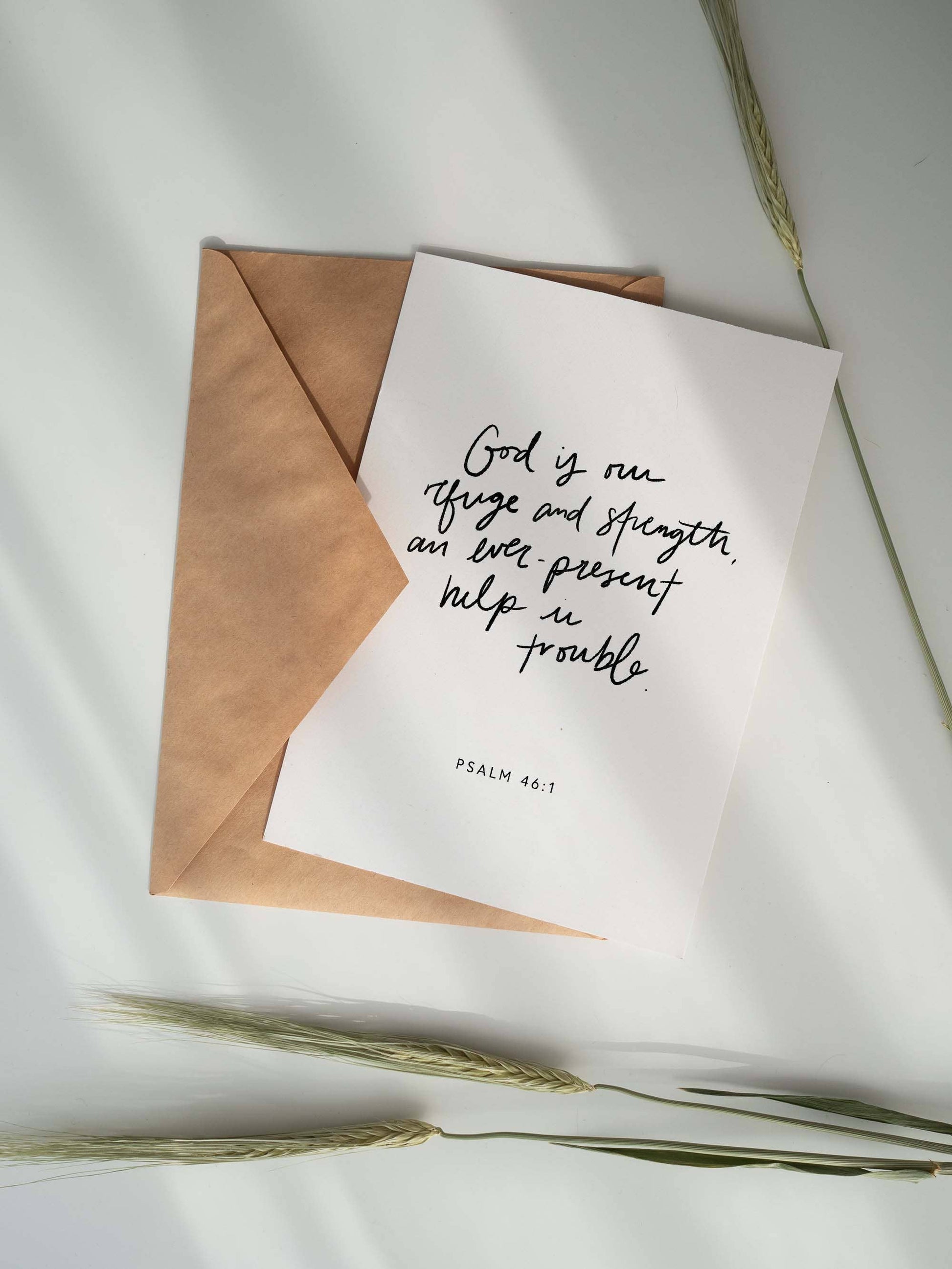 God is Our Refuge Sympathy Card, Feathered Farmhouse