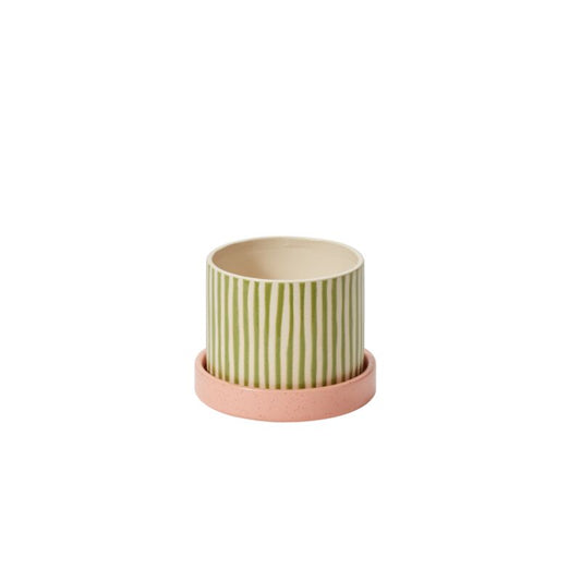 Melancia Pot with Saucer, Feathered Farmhouse
