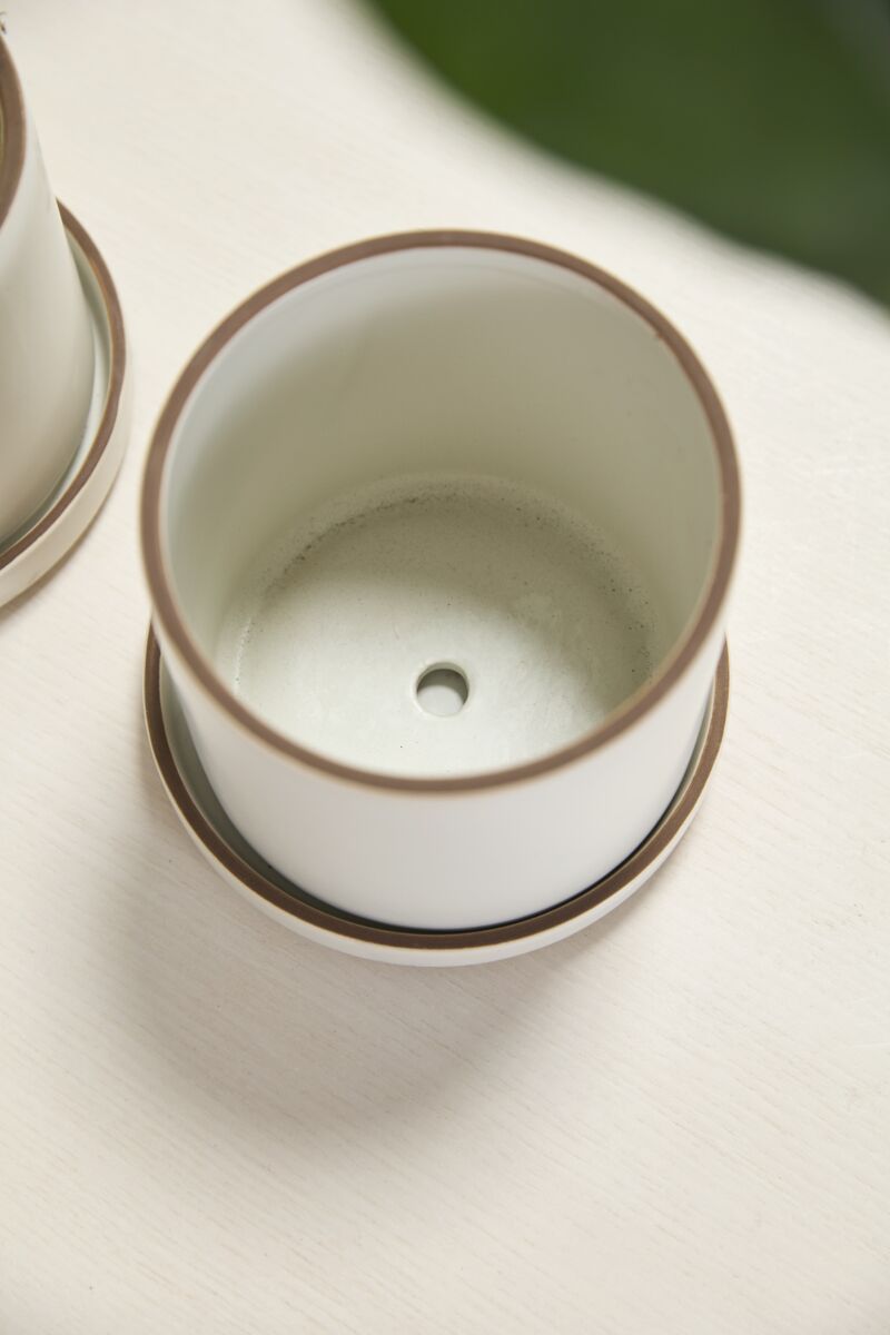 Author Pot with Saucer, Feathered Farmhouse