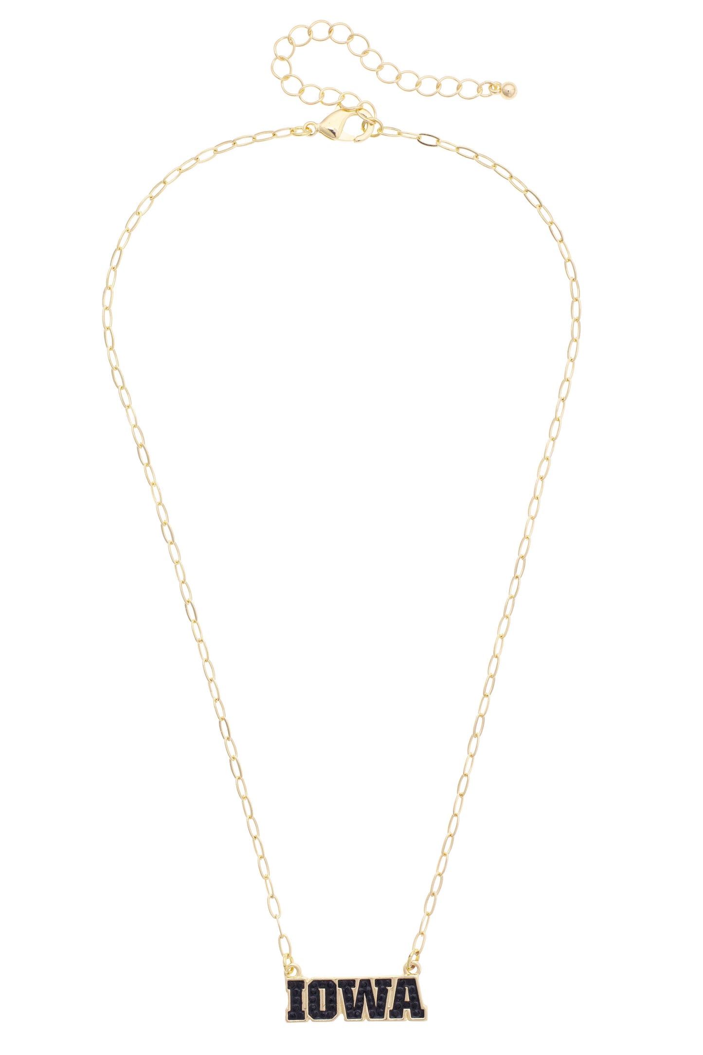 Iowa Hawkeyes Pave Outline Necklace, Feathered Farmhouse