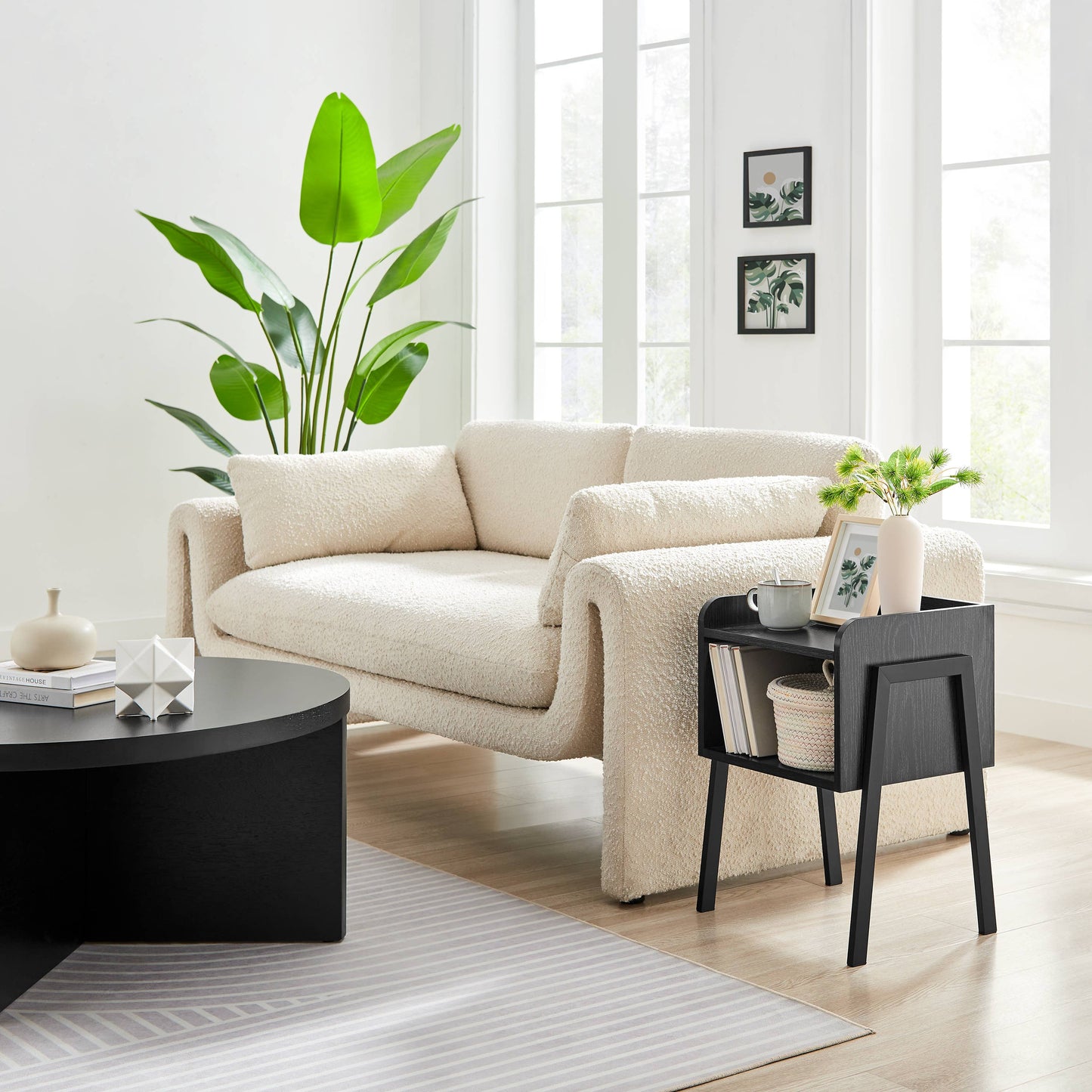 Kazuyo Mid-Century Modern Black Metal Two-Tier Side Table